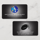 Monteur werkt aan auto graphics visitekaartje (Voorkant / Achterkant)