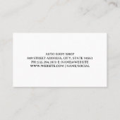 Monteur werkt aan auto visitekaartje (Achterkant)