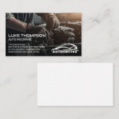 Monteur werkt aan de motor | Auto Services Logo Visitekaartje (Voorkant / Achterkant)