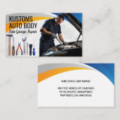 Monteur werkt aan de motor | Handgereedschap Visitekaartje (Voorkant / Achterkant)