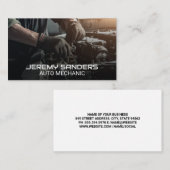Monteur werkt aan de motor | technicus visitekaartje (Voorkant / Achterkant)