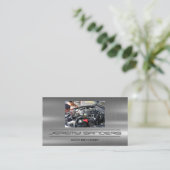 Monteur werkt aan motor | Technicus Visitekaartje (Staand voorkant)