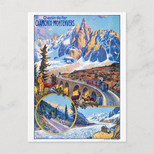 Montevers rail, Frankrijk, trein over de brug Briefkaart (Voorkant)