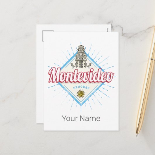 Montevideo City Uruguay Palacio Salvo Souvenir Feestdagenkaart (Voorkant / Achterkant in situ)