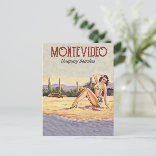 Montevideo, Uruguay Beach Briefkaart (Staand voorkant)