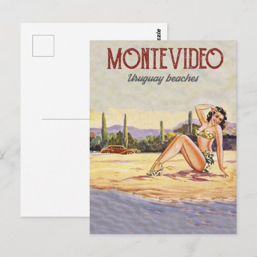 Montevideo, Uruguay Beach Briefkaart (Voorkant / Achterkant)
