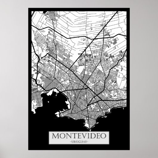 Montevideo Uruguay Stadkaart Poster (Voorkant)