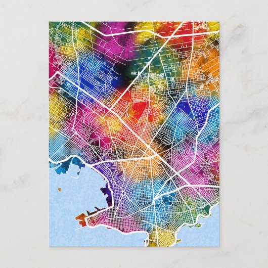 Montevideo Uruguay Stadsplattegrond Briefkaart (Voorkant)