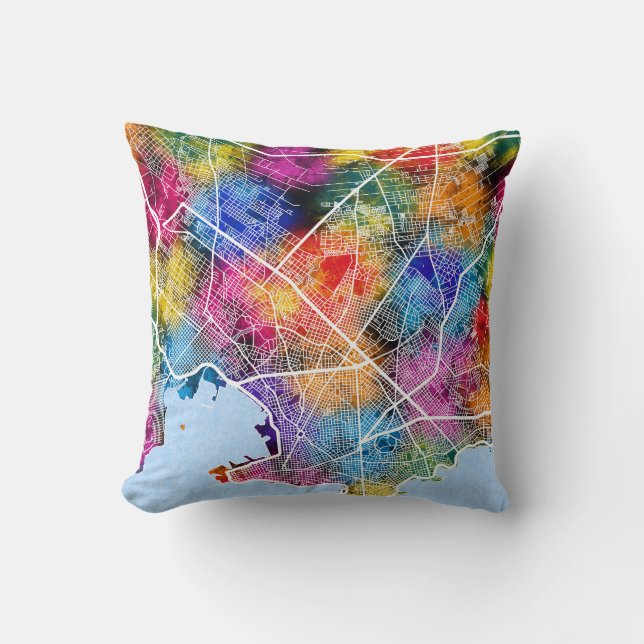 Montevideo Uruguay Stadsplattegrond Kussen (Voorkant)