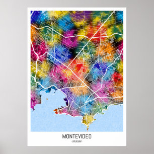 Montevideo Uruguay Stadsplattegrond Poster