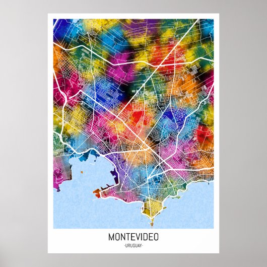 Montevideo Uruguay Stadsplattegrond Poster (Voorkant)
