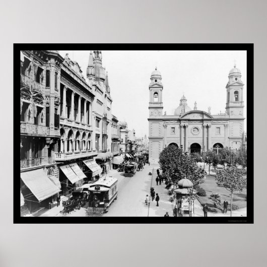 Montevideo, Uruguay Street Scene 1906 Poster (Voorkant)