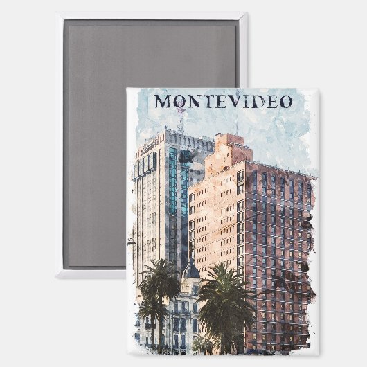 Montevideo Uruguay Vintage Travel Magneet (Voorkant / Achterkant)