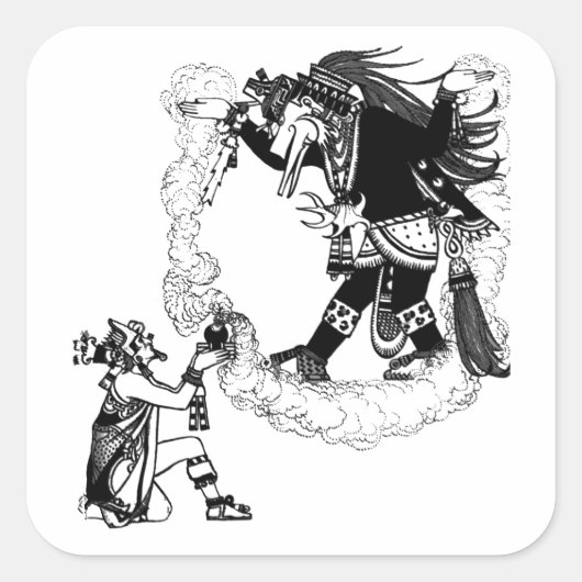 Montezuma biedt oude Mexicaanse kunst Vierkante Sticker (Voorkant)