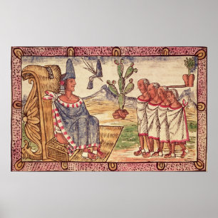 Montezuma II en zijn gezanten Spaans Poster