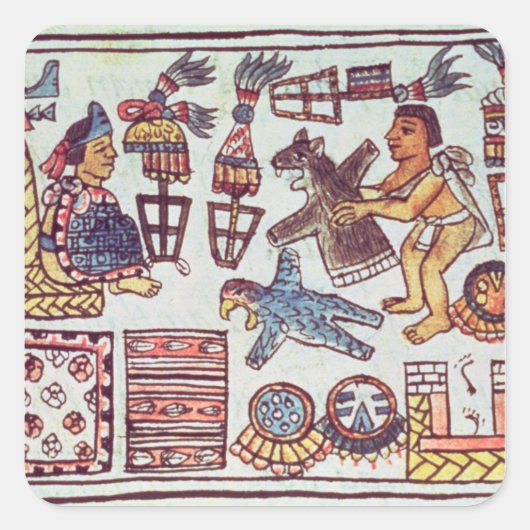 Montezuma II ontvangt hulde Vierkante Sticker (Voorkant)