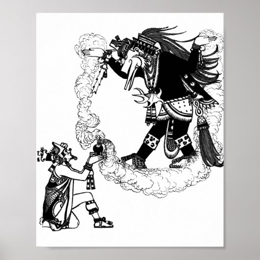 Montezuma Offering Oude Mexicaanse Kunst Poster (Voorkant)