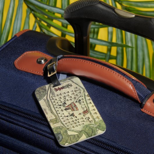 Montezuma's Aztec Empire, Antiek Wereldkaart, 1577 Bagagelabel (Voorkant Insitu 1)