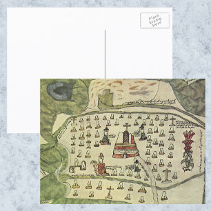 Montezuma's Aztec Empire, Antiek Wereldkaart, 1577 Briefkaart