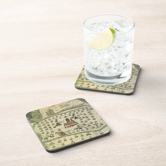 Montezuma's Aztec Empire, Antiek Wereldkaart, 1577 Drankjes Onderzetter (Rechterzijde)