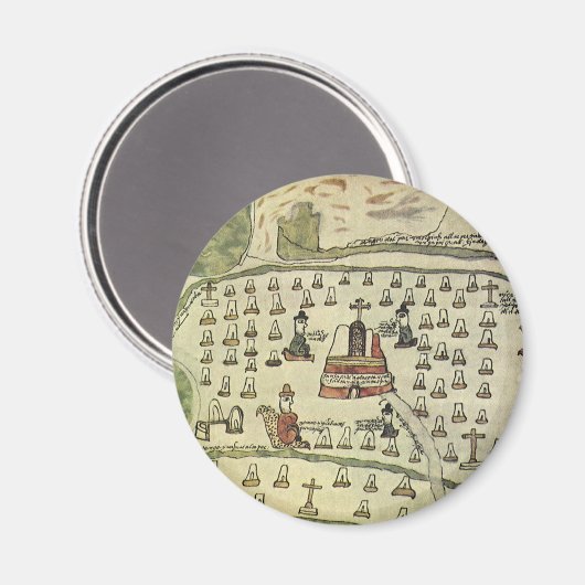 Montezuma's Aztec Empire, Antiek Wereldkaart, 1577 Magneet (Voorkant / Achterkant)