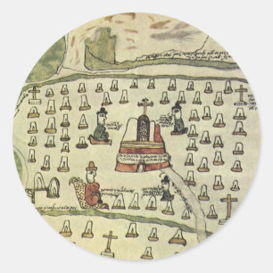 Montezuma's Aztec Empire, Antiek Wereldkaart, 1577 Ronde Sticker