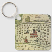 Montezuma's Aztec Empire, Antiek Wereldkaart, 1577 Sleutelhanger (Voorkant)