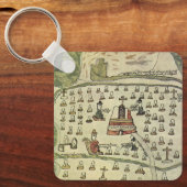 Montezuma's Aztec Empire, Antiek Wereldkaart, 1577 Sleutelhanger (Voorkant)