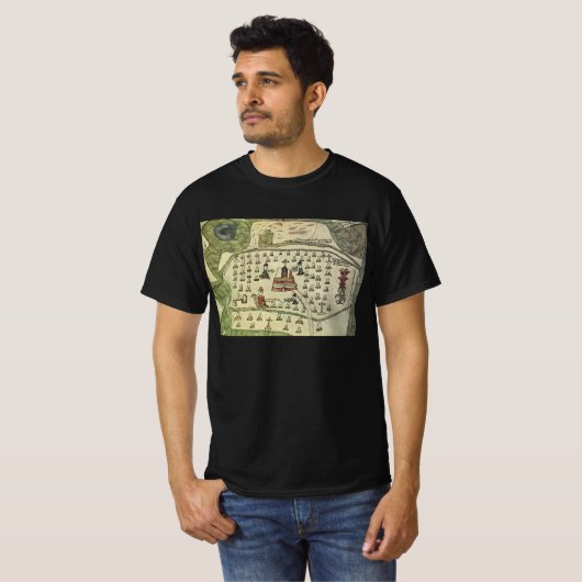 Montezuma's Aztec Empire, Antiek Wereldkaart, 1577 T-shirt (Voorkant volledig)