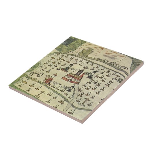 Montezuma's Aztec Empire, Antiek Wereldkaart, 1577 Tegeltje (Zijkant)