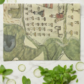 Montezuma's Aztec Empire, Antiek Wereldkaart, 1577 Theedoek (Gevouwen)