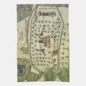 Montezuma's Aztec Empire, Antiek Wereldkaart, 1577 Theedoek (Verticaal)