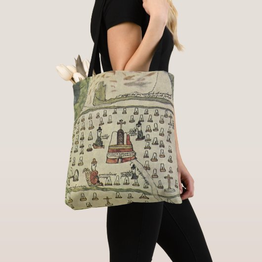 Montezuma's Aztec Empire, Antiek Wereldkaart, 1577 Tote Bag (Dichtbij)