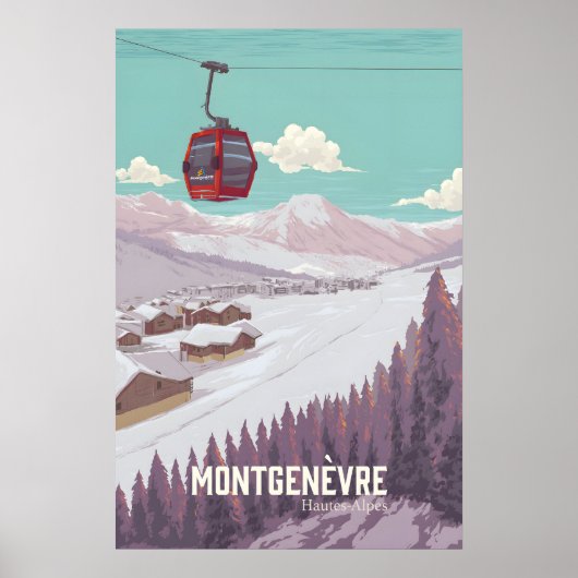 Montgenèvre Frankrijk Skigebied Poster (Voorkant)