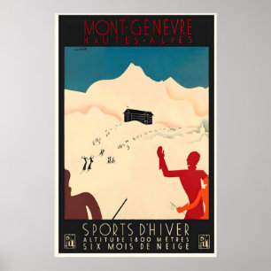 Montgenèvre Hautes-Alpes Frankrijk Ski Vintage Rei Poster