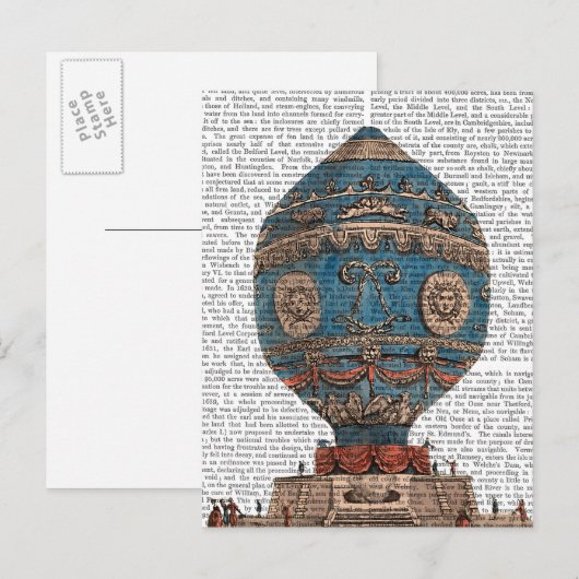 Montgolfier Aerostatque Hot Air ballon Briefkaart (Voorkant / Achterkant)