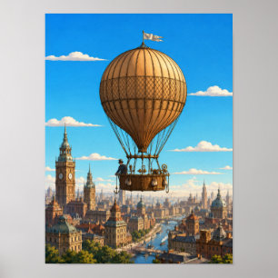 Montgolfier Wetenschappelijke Ballon Boven Londen Poster