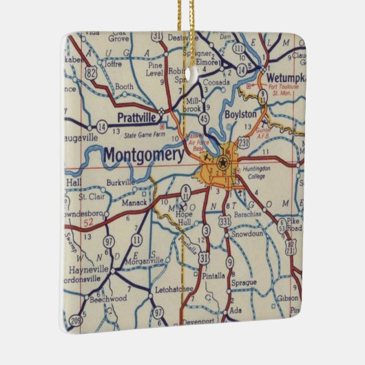 Montgomery AL  Map Keramisch Ornament (Rechts)