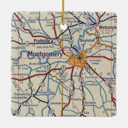 Montgomery AL  Map Keramisch Ornament (Achterkant)
