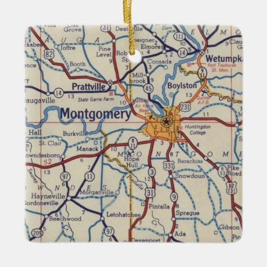 Montgomery AL  Map Keramisch Ornament (Voorkant)