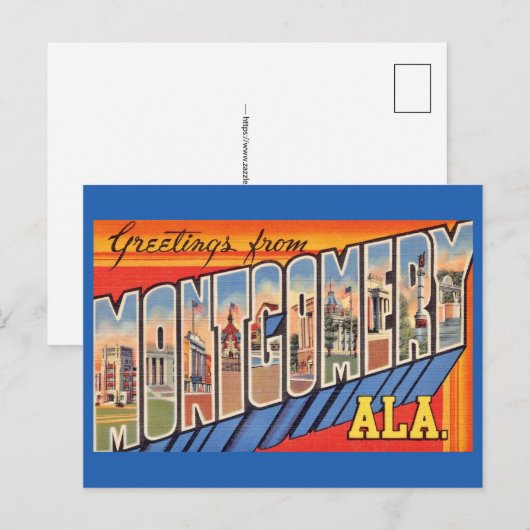 Montgomery AL Retro Greeting Briefkaart (Voorkant / Achterkant)