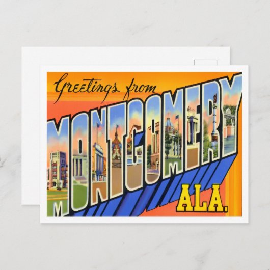 Montgomery, Alabama  Big Letters Briefkaart (Voorkant / Achterkant)