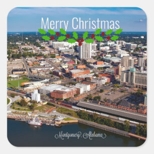 Montgomery, Alabama Kerstgroeten Vierkante Sticker