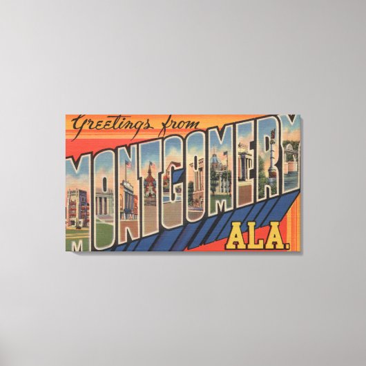 Montgomery, Alabama - Large Letter Scenes Canvas Afdruk (Voorkant)