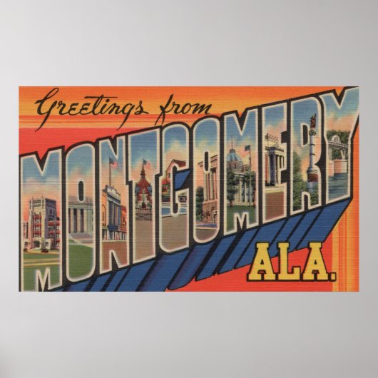 Montgomery, Alabama - Large Letter Scenes Poster (Voorkant)