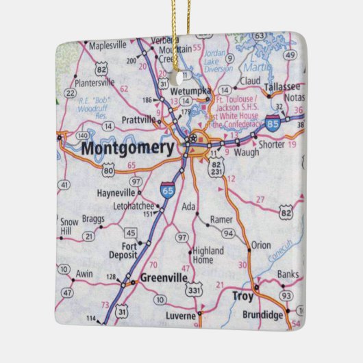 Montgomery Alabama Map Keramisch Ornament (Links)