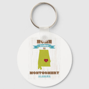 Montgomery, Alabama Map - Thuis is waar het hart l Sleutelhanger