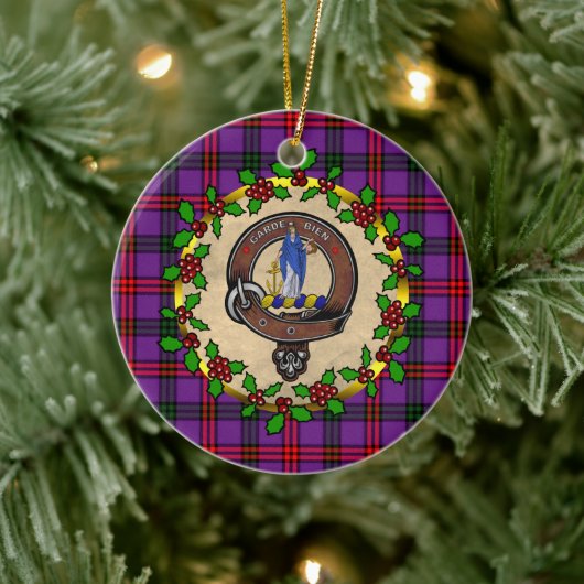 Montgomery Badge & Tartan Gepersonaliseerde Kerstm Keramisch Ornament (Boom)