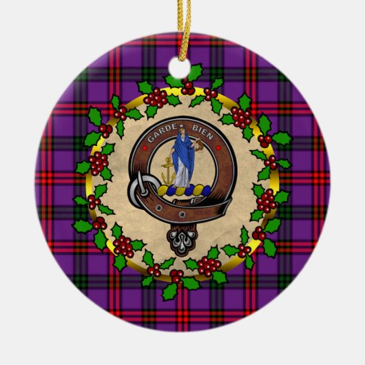 Montgomery Badge & Tartan Gepersonaliseerde Kerstm Keramisch Ornament (Voorkant)