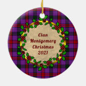 Montgomery Badge & Tartan Gepersonaliseerde Kerstm Keramisch Ornament (Achterkant)